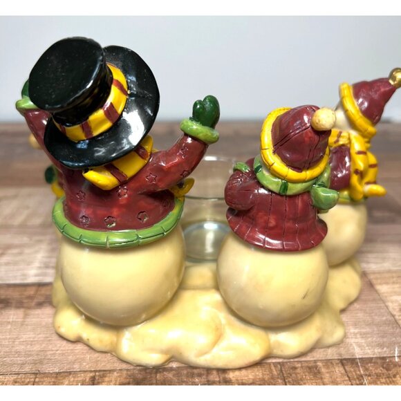Charming Snowman Musical Ensemble Candle Holder Ceramic Decor - Picture 4 of 6